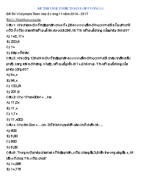 Đề thi Violympic môn Toán khối 5 vòng 11 - Năm học 2016-2017